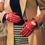 Autohandschoenen Dames Rood - Handgemaakt in Italië – Luxe Leren Handschoenen – Handgemaakt in Italië – Fratelli Orsini® - 7
