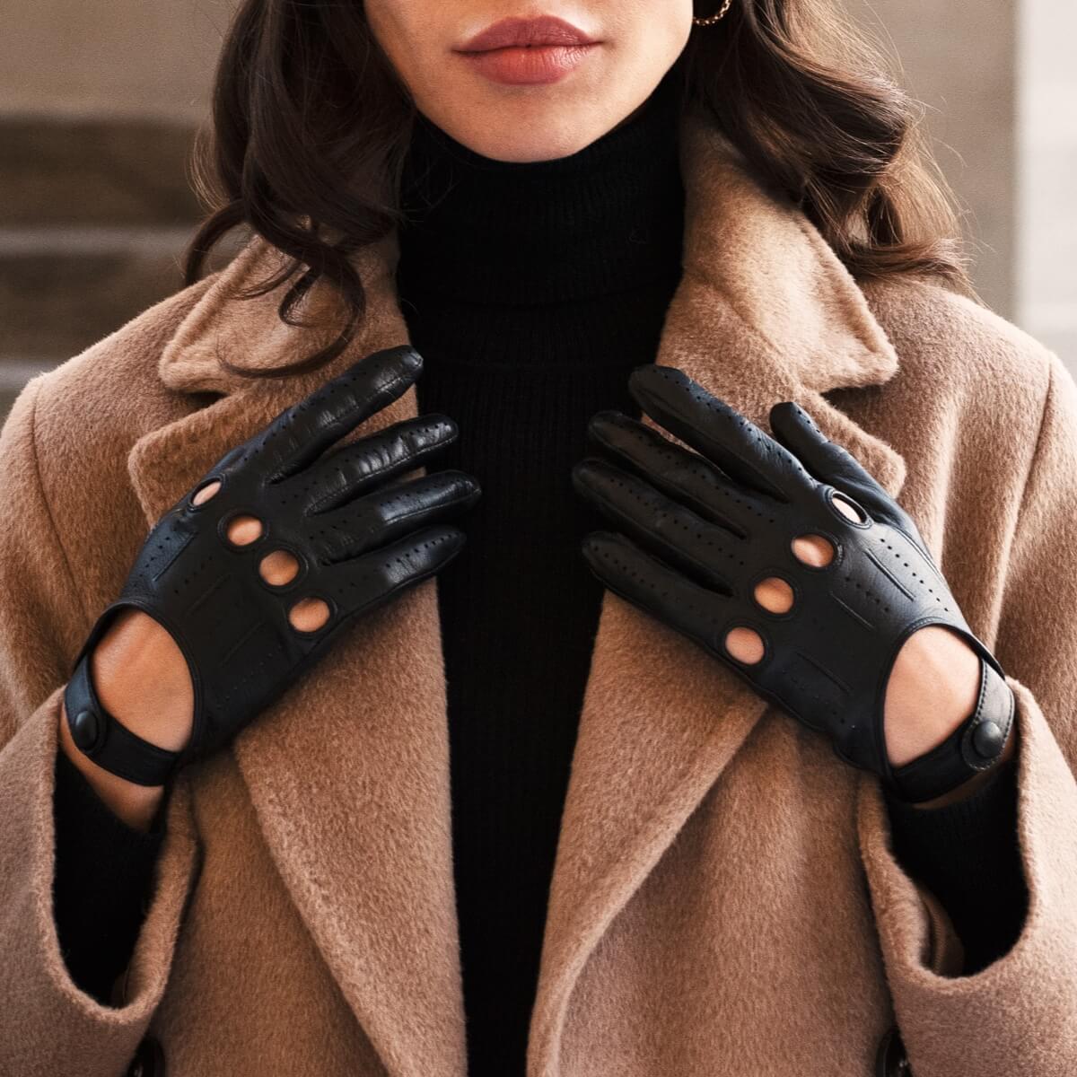 Autohandschoenen Dames Zwart - Handgemaakt in Italië – Luxe Leren Handschoenen – Handgemaakt in Italië – Fratelli Orsini® - 7