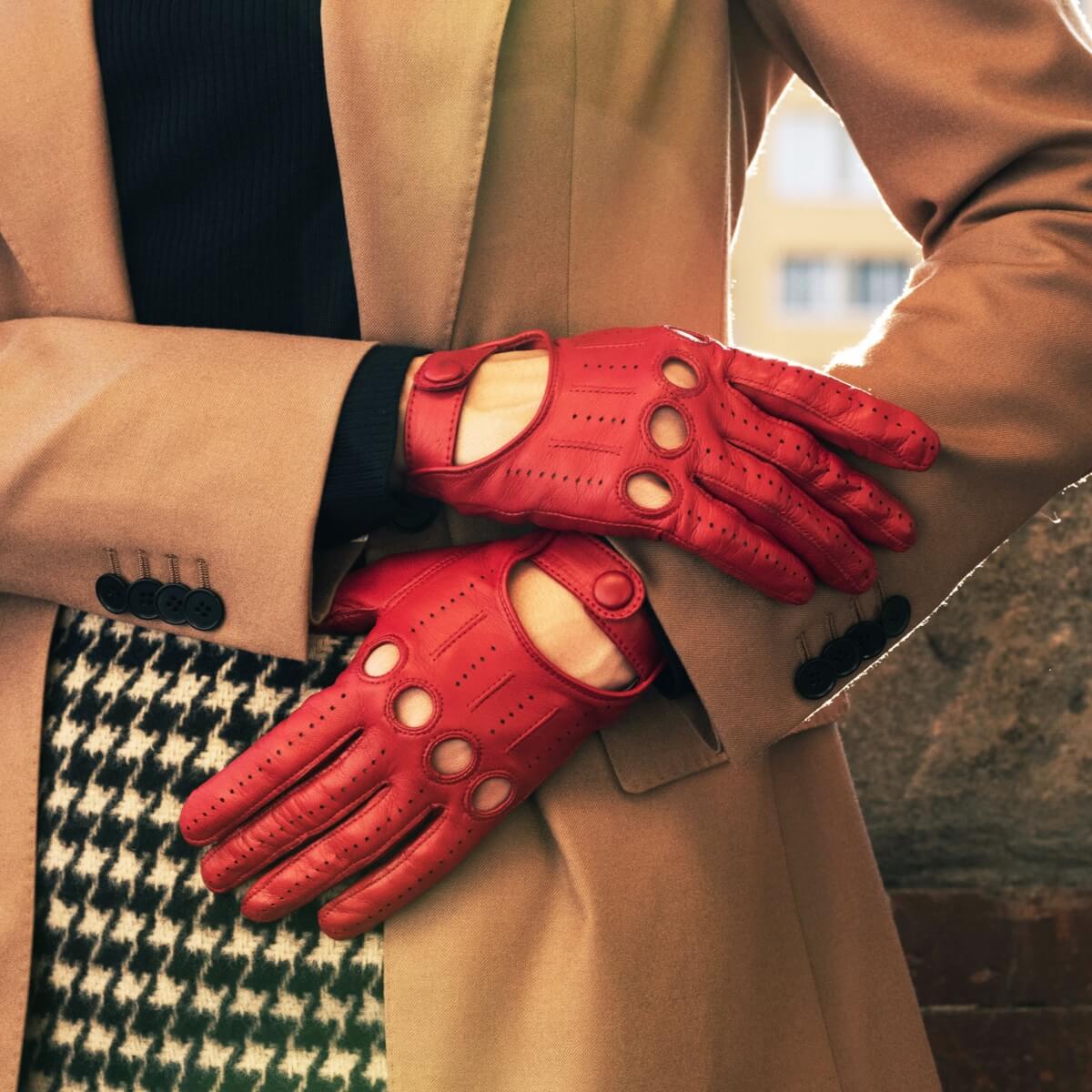 Autohandschoenen Dames Rood - Handgemaakt in Italië – Luxe Leren Handschoenen – Handgemaakt in Italië – Fratelli Orsini® - 9