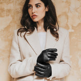 Zwarte Leren Handschoenen Dames - Witte Vacht  - Handgemaakt in Italië – Luxe Leren Handschoenen – Handgemaakt in Italië – Fratelli Orsini® - 9