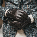 Bruine Leren Handschoenen Heren Touchscreen - 100% Cashmere - Gemaakt in Italië – Luxe Leren Handschoenen – Handgemaakt in Italië – Fratelli Orsini® - 5