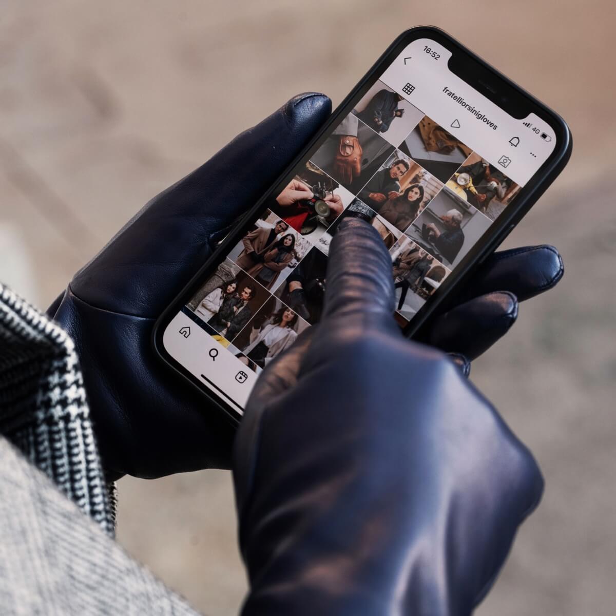 Leren Handschoenen Dames Navy - Touchscreen - Gemaakt in Italië - 100% Cashmere - Gemaakt in Italië – Luxe Leren Handschoenen – Handgemaakt in Italië – Fratelli Orsini® - 5