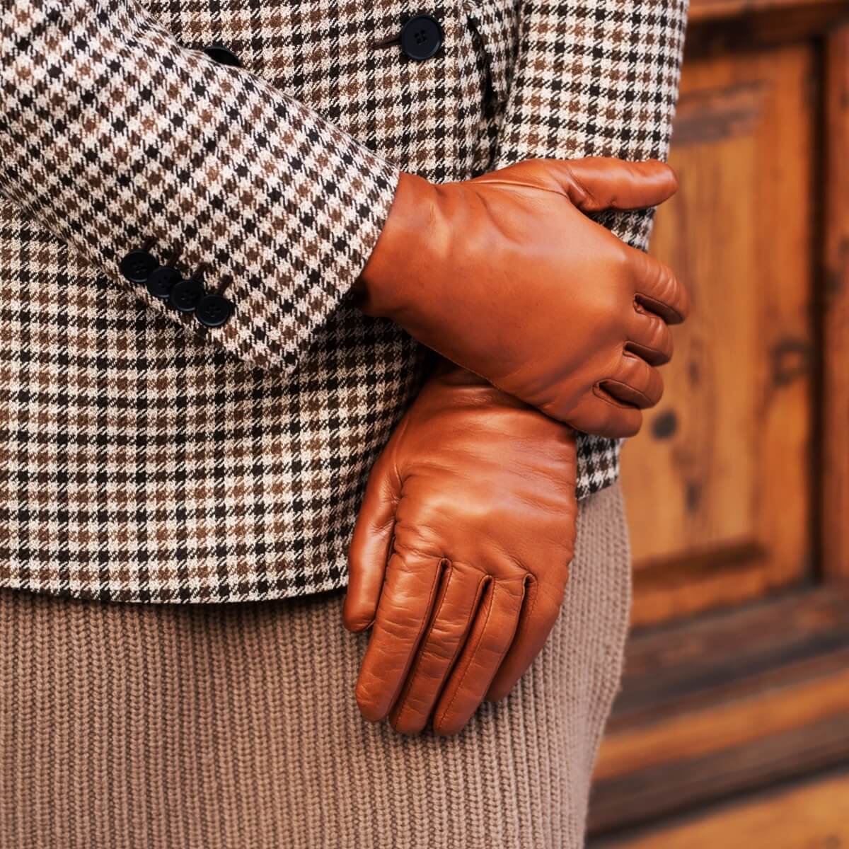 Cognac Leren Handschoenen Dames - Touchscreen - Gemaakt in Italië - 100% Cashmere - Gemaakt in Italië – Luxe Leren Handschoenen – Handgemaakt in Italië – Fratelli Orsini® - 6