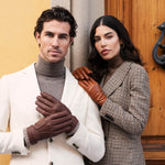 Cognac Leren Handschoenen Dames - Touchscreen - Gemaakt in Italië - 100% Cashmere - Gemaakt in Italië – Luxe Leren Handschoenen – Handgemaakt in Italië – Fratelli Orsini® - 8