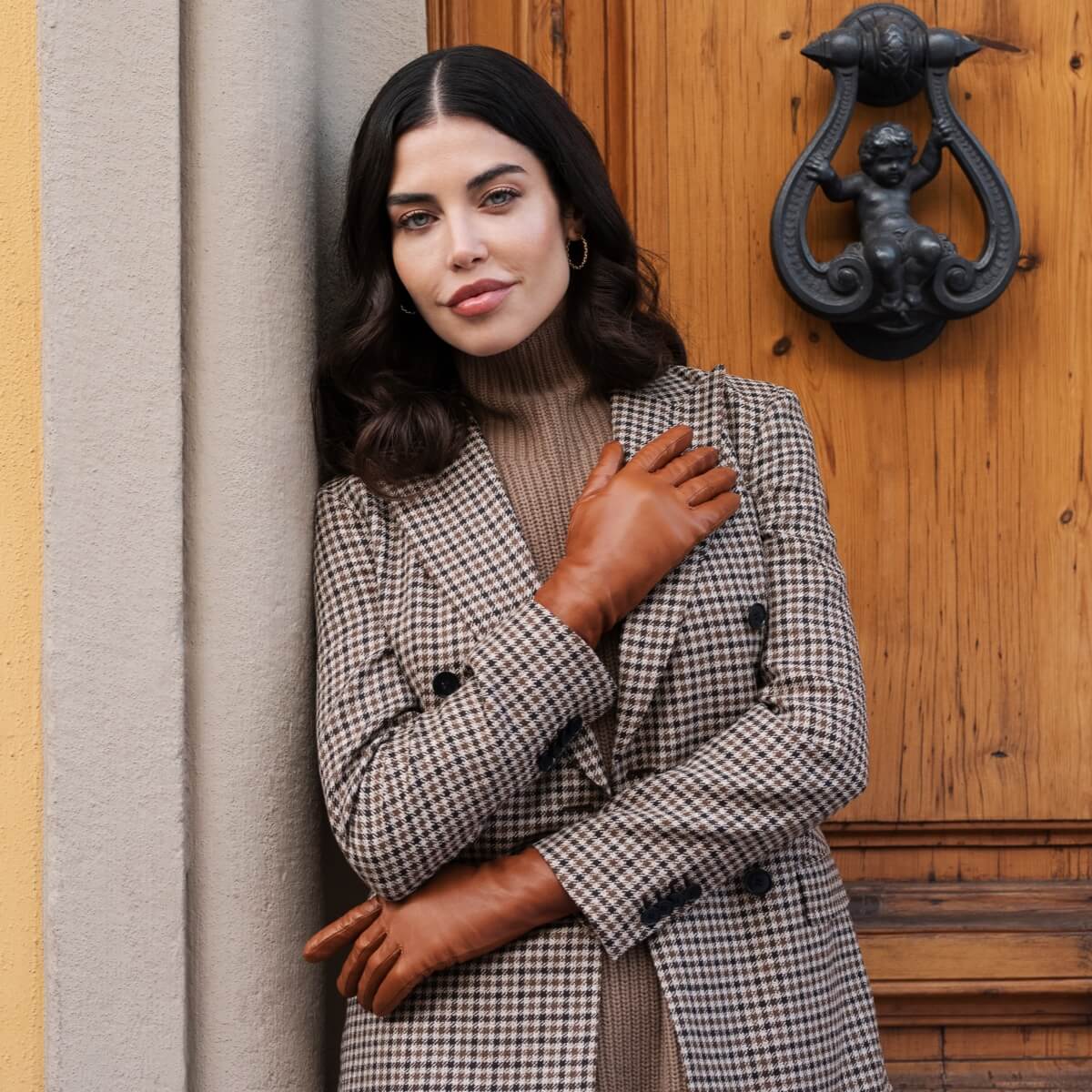 Cognac Leren Handschoenen Dames - Touchscreen - Gemaakt in Italië - 100% Cashmere - Gemaakt in Italië – Luxe Leren Handschoenen – Handgemaakt in Italië – Fratelli Orsini® - 7