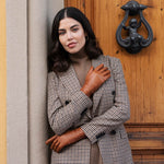 Cognac Leren Handschoenen Dames - Touchscreen - Gemaakt in Italië - 100% Cashmere - Gemaakt in Italië – Luxe Leren Handschoenen – Handgemaakt in Italië – Fratelli Orsini® - 7