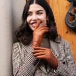 Cognac Leren Handschoenen Dames - Touchscreen - Gemaakt in Italië - 100% Cashmere - Gemaakt in Italië – Luxe Leren Handschoenen – Handgemaakt in Italië – Fratelli Orsini® - 9