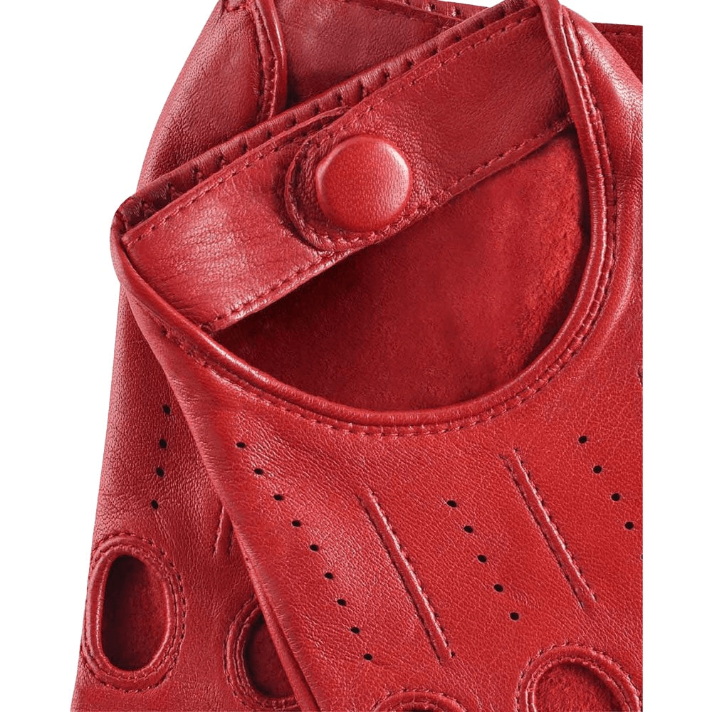 Autohandschoenen Dames Rood - Vingerloos - Handgemaakt in Italië – Luxe Leren Handschoenen – Handgemaakt in Italië – Fratelli Orsini® - 3