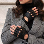 Autohandschoenen Dames Zwart - Vingerloos - Handgemaakt in Italië – Luxe Leren Handschoenen – Handgemaakt in Italië – Fratelli Orsini® - 4