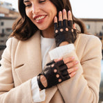 Vingerloze Autohandschoenen Dames Donkerbruin - Gemaakt in Italië – Luxe Leren Handschoenen – Handgemaakt in Italië – Fratelli Orsini® - 4