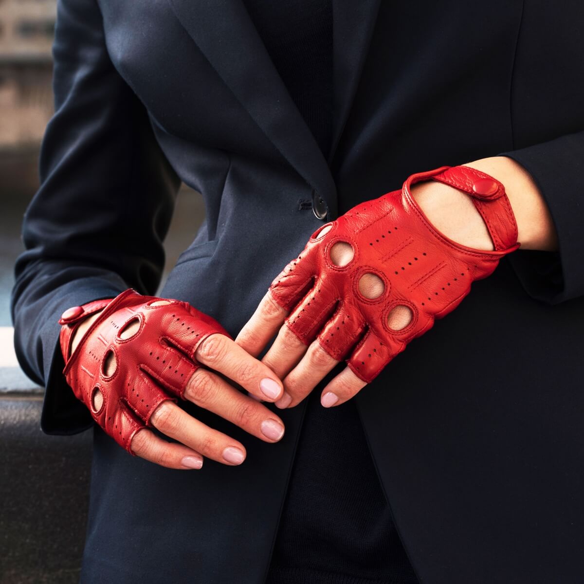 Autohandschoenen Dames Rood - Vingerloos - Handgemaakt in Italië – Luxe Leren Handschoenen – Handgemaakt in Italië – Fratelli Orsini® - 8