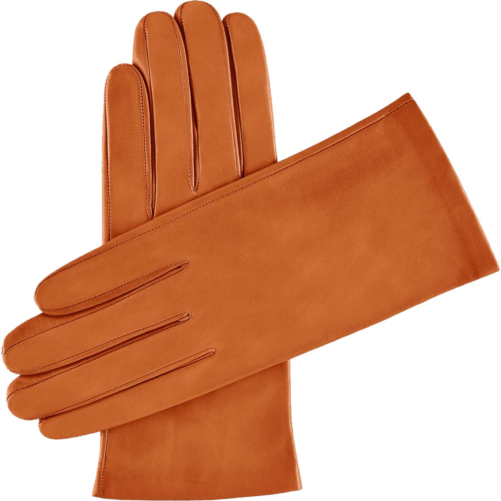 Leren Handschoenen Dames Cognac - Zijde - Handgemaakt in Italië – Luxe Leren Handschoenen – Handgemaakt in Italië – Fratelli Orsini® - 1
