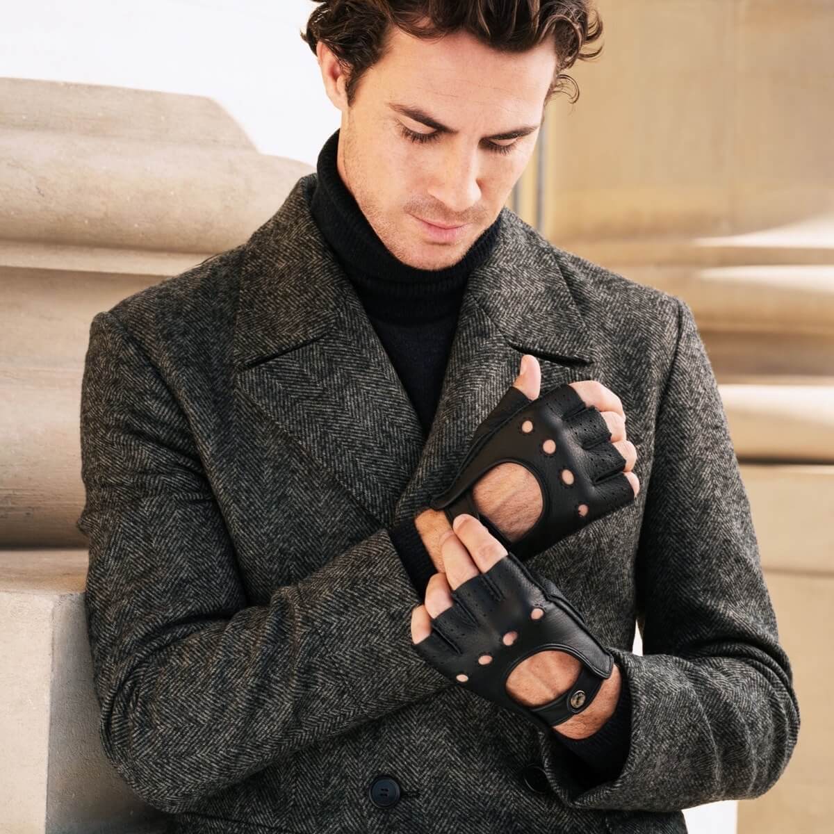 Autohandschoenen Heren Zwart - Hertenleer - Handgemaakt in Italië – Luxe Leren Handschoenen – Handgemaakt in Italië – Fratelli Orsini® - 4